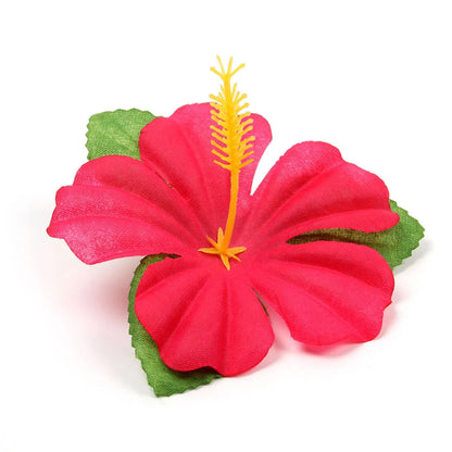 Folhas de palmeira artificial, flores de hibisco, decoração de festa tropicais e folha