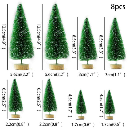 Árvore de Natal Artificial Decoração Natal 8 Peças Mini Pinheiro Artificial Natal Decoração