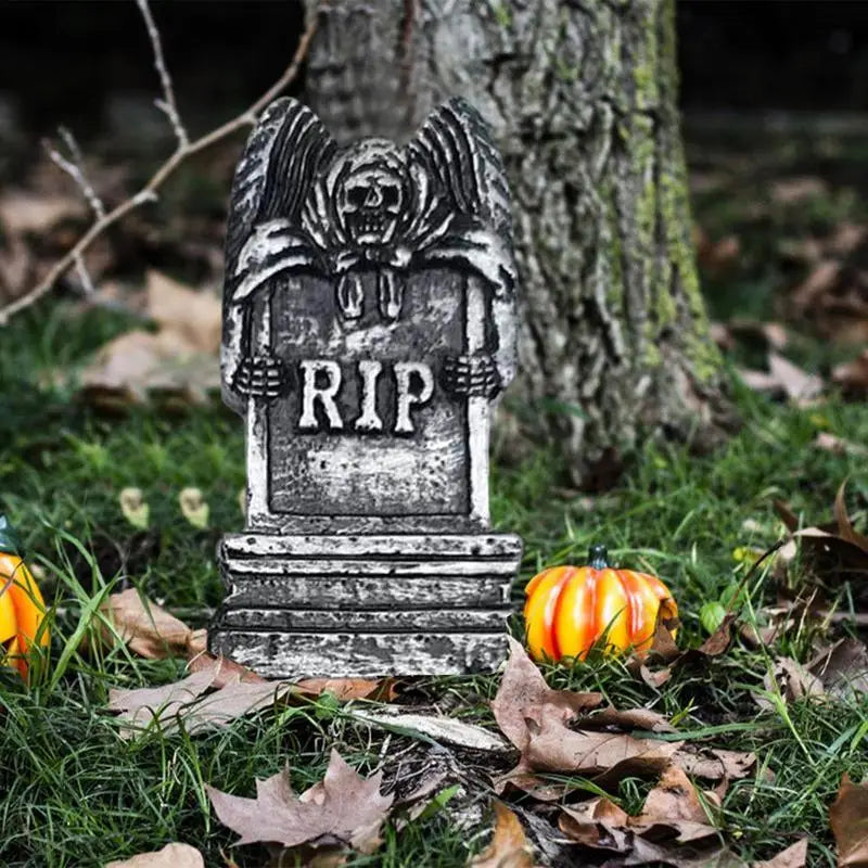 5 estatuetas jardim miniatura Halloween RIP - decoração lápimini estatuetas resina