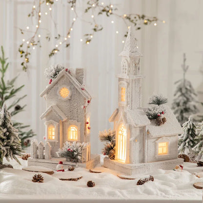 Casa Natalina de Shopping Natal de Madeira com Luzes Decoração de Mesa Festa de Natal