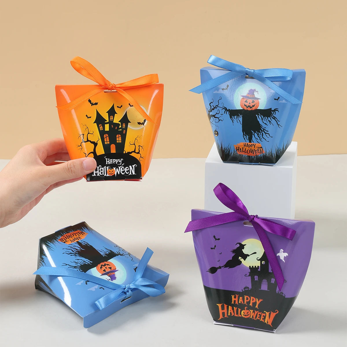 Sacos de doces de Halloween 6 peças, lembrancinhas de festa de Halloween para doces