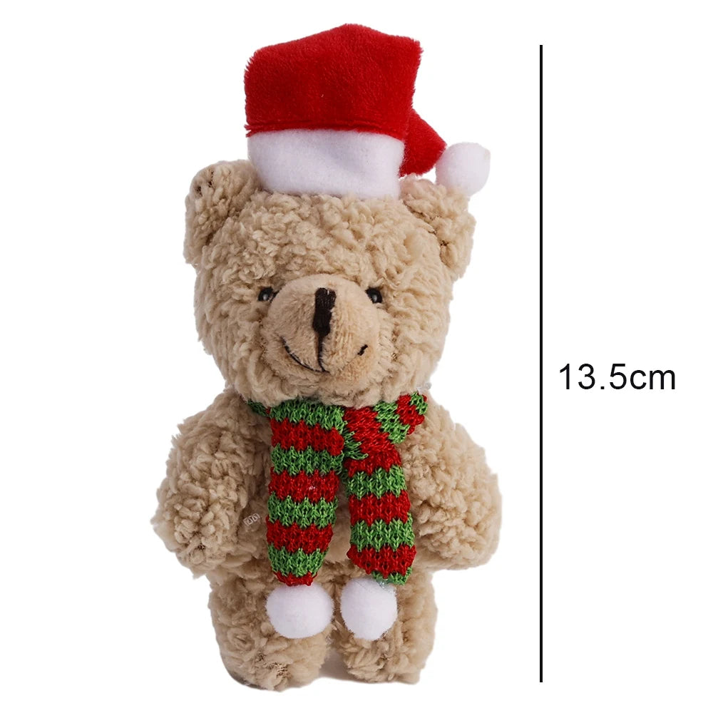Urso De Pelúcia de Natal com Chapéu Vermelho Natal de Pelúcia Pingente de Urso Natalino