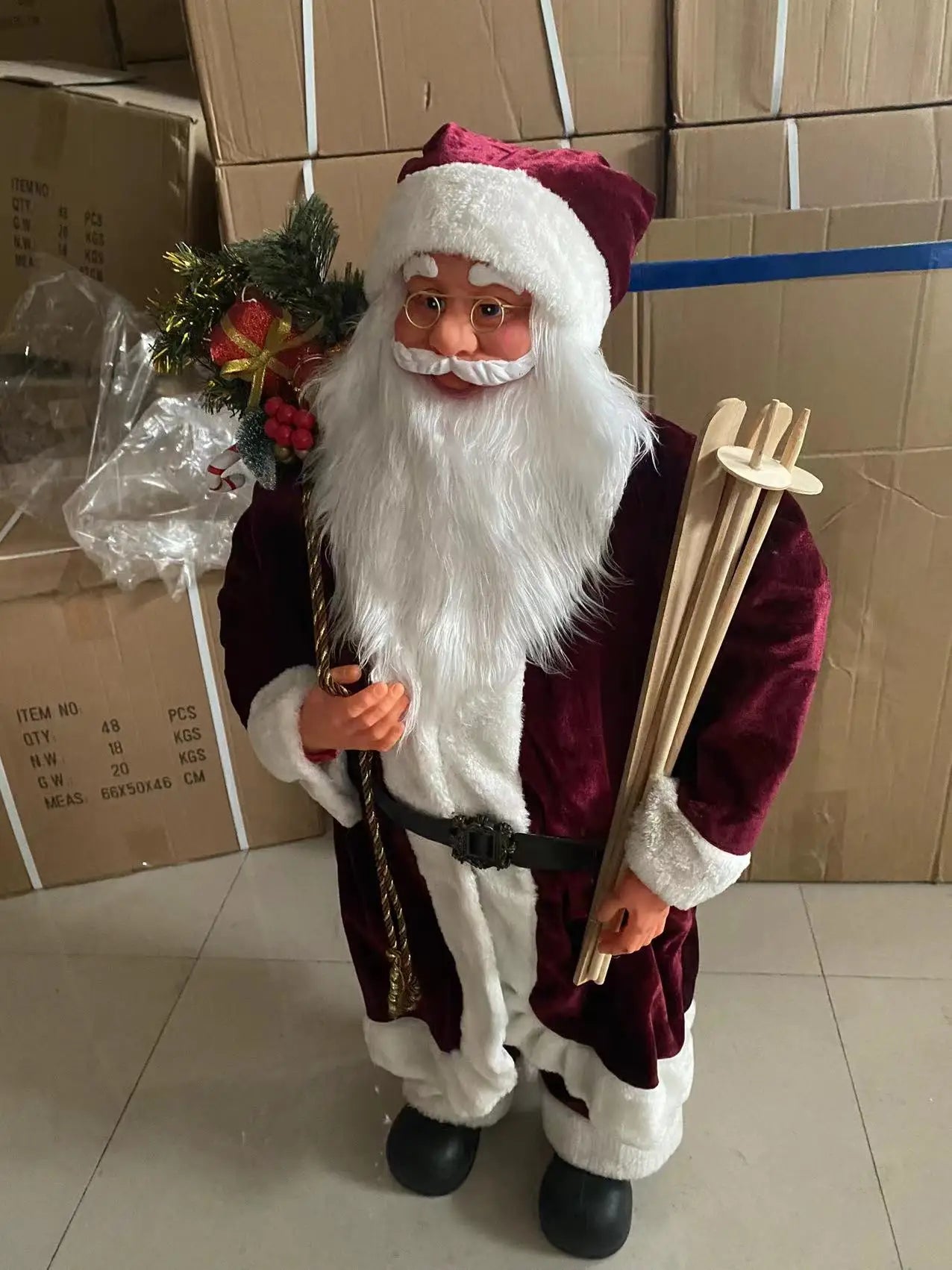 Papai Noel Grande Estatueta de Papai Noel Boneco de Papai Noel Estátua Ornamento Figura