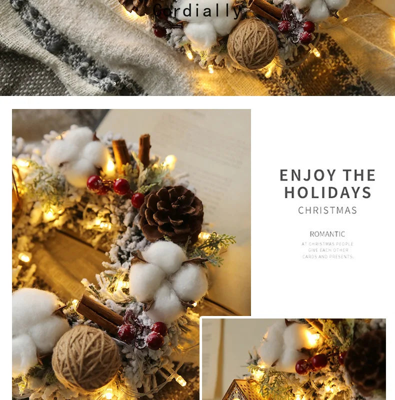 Guirlanda de outono de 50CM, elegante guirlanda de Natal champanhe dourado vermelho