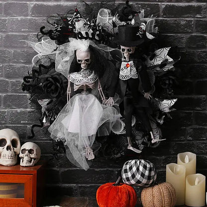 Guirlanda de esqueleto de Halloween guirlanda de janela e decoração assustadora