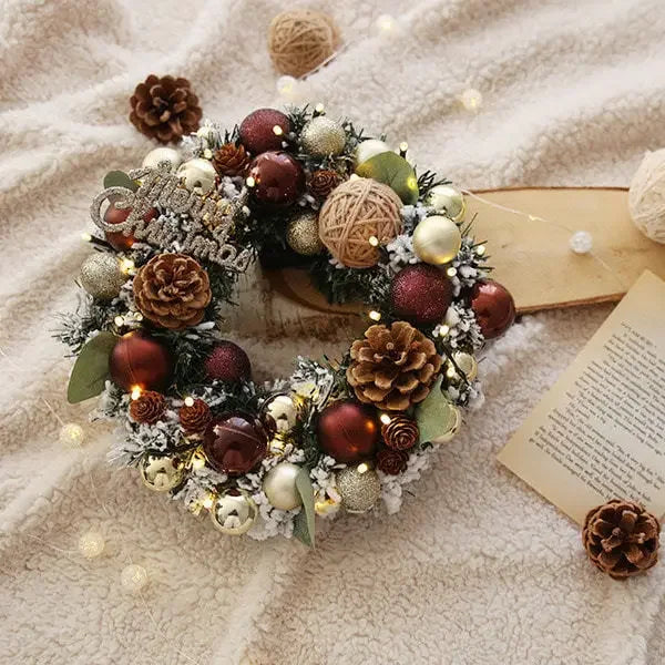 Guirlanda de outono de 50CM, elegante guirlanda de Natal champanhe dourado vermelho