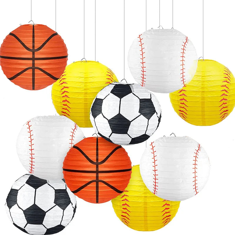 Bola basquete futebol esporte Lote 5 peças diâmetro 8 polegada 20cm papel decorativo