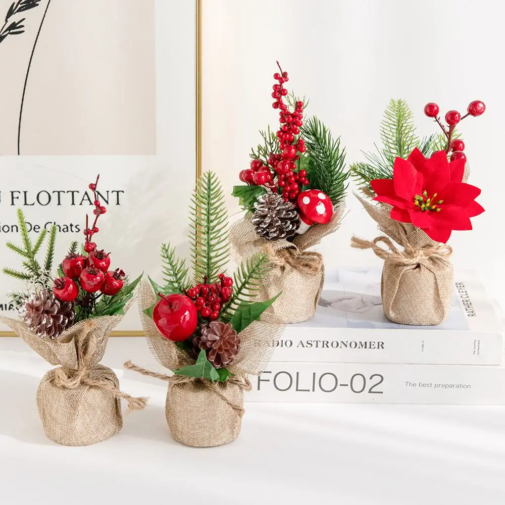 Vasos Árvores de Natal 1/3 Peças 23cm de Altura Pequenos Vasos de Árvores de Natal