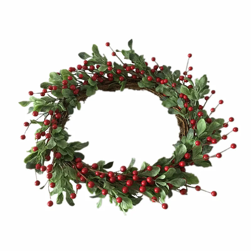 Guirlanda de flores de algodão seco, guirlanda de Natal, pingente de porta, decoração