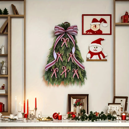 Guirlanda de árvore de Natal feita à mão para porta da frente