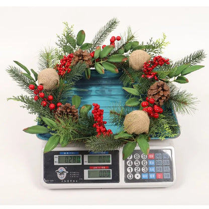 Guirlanda de Natal com pinhas, laço de algodão, guirlanda de porta Natal, guirlanda artificial