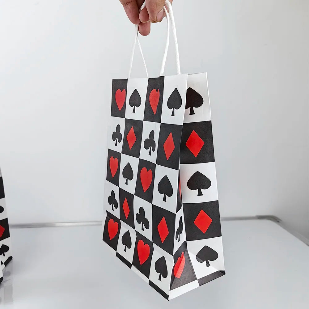 Bandejas de comida de papel festa de cassino, preto, vermelho, estampado e descartável