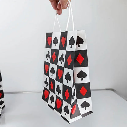 Bandejas de comida de papel festa de cassino, preto, vermelho, estampado e descartável