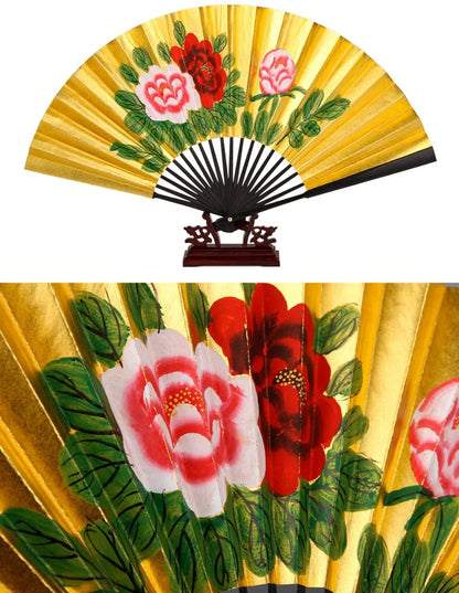 Leque Grande De Bambu Oriental 30cm Aberto e Leque Grande De Bambu