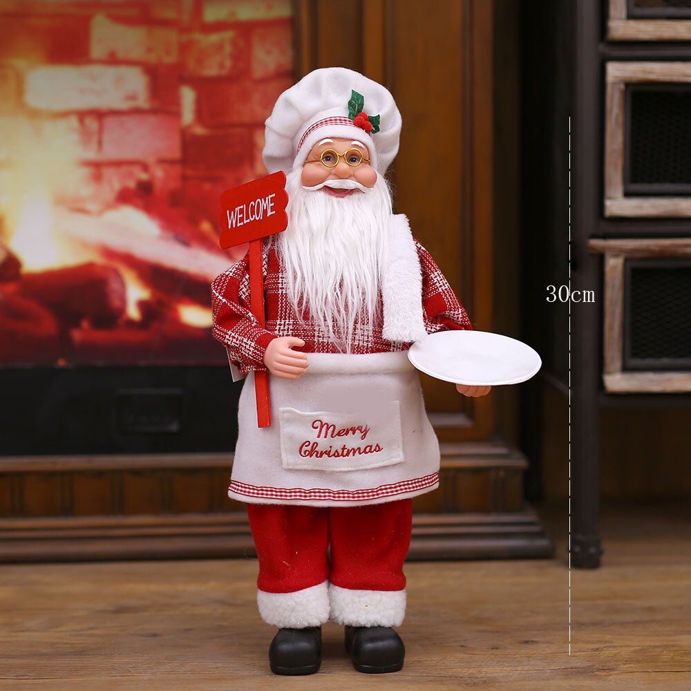 Boneco Natal Papai Noel Cozinheiro Padeiro Chef Em Tecido 48cm