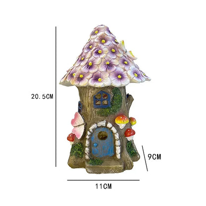 Estátuas de jardim de cogumelos com luz solar, lindos acessórios de casa de fadas