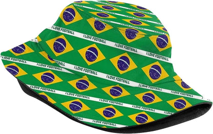 Chapéu Bucket Unissex com Estampa da Bandeira do Brasil, Estilo Pescador, Ideal Verão