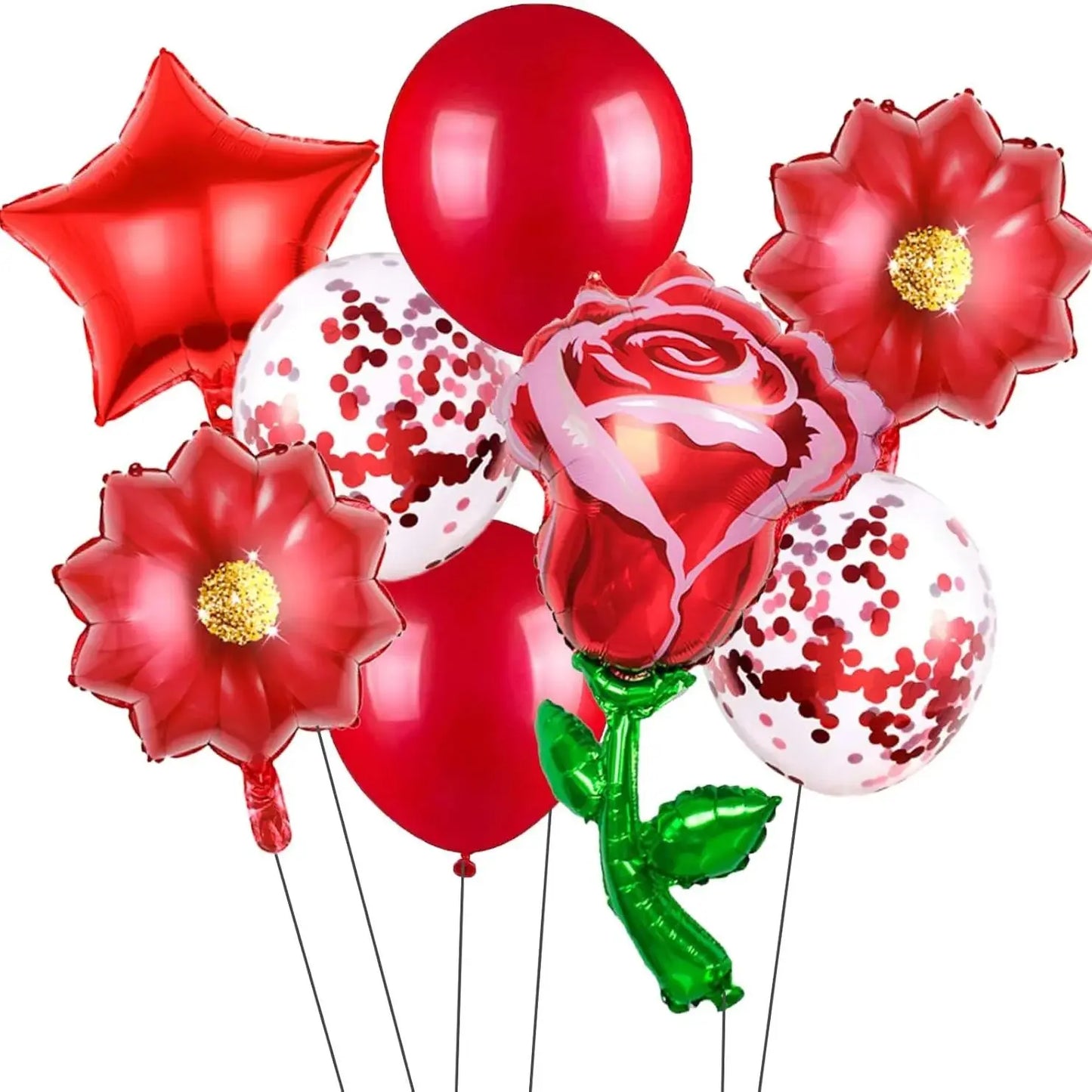 Balões Feliz Dia das Mães 8 peças vermelho e rosa fantasias, balões metalizados, festas