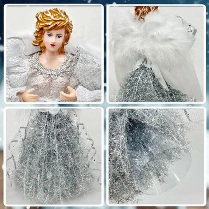 Anjos Natalinos Vestidos Brilhantes São Perfeitos Ponteira de Árvore de Natal 30cm*11.8 Pol./16cm*6.3 Pol.