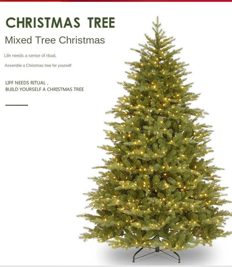 Árvore de Natal artificial PE e PVC, árvore de neve artificial com agulha intensiva suporte