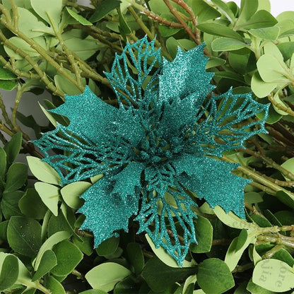 Flores pingente glitter natal 10 Peças natal de simulação de plástico decorativa de flores