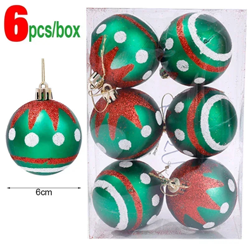 Bola Árvore de Natal Colorida Pintura 24 Peças de Enfeites de Bola de Natal, 6 cm Enfeites