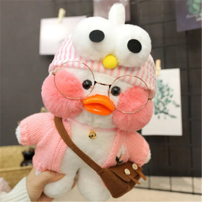 Lalafanfan Cafe Mimi Amarelo Pato Azul, Pato de Pelúcia Kawaii Hialurônico 30 cm