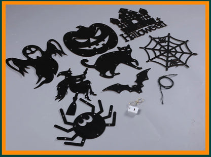 Morcego Halloween - Luz da janela do castelo para decoração Halloween - Decoração festa