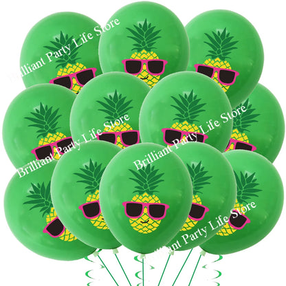 12 Peças Balões Festivos de Folhas de Aniversário Balões Verdes para Decoração Havaiana