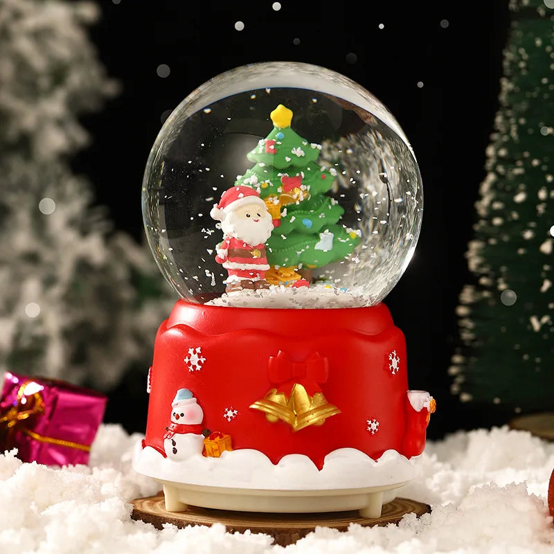 Globo de Neve de Natal, Bola de Cristal Iluminada, Enfeites de Bola de Vidro, Decorações