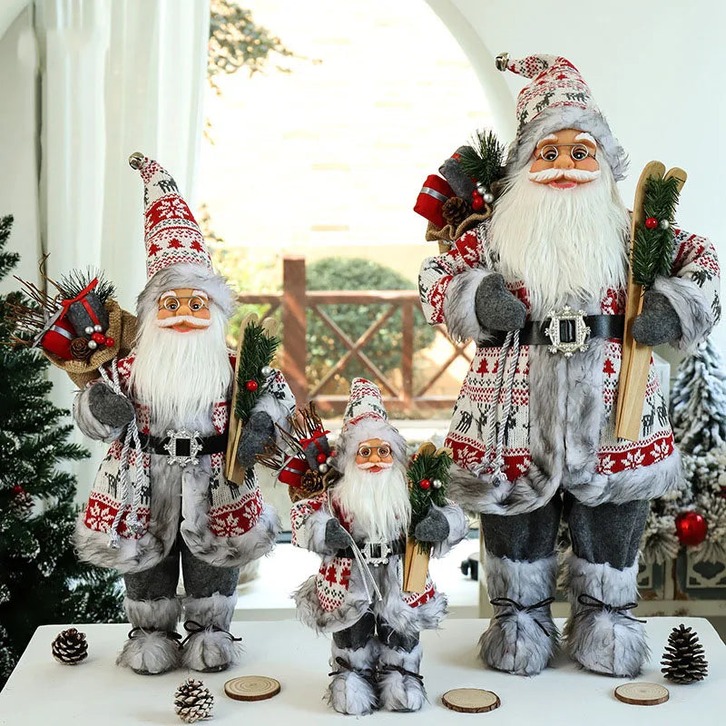 Boneco de Papai Noel em pé, enfeite de Natal para festa de Natal, lareira e férias 40cm