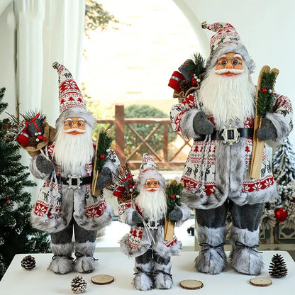 Boneco de Papai Noel em pé, enfeite de Natal para festa de Natal, lareira e férias 40cm