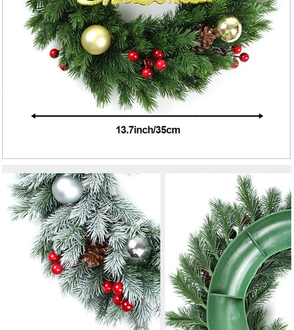 Guirlanda de natal porta pendurado círculo artificial grinalda decorações de natal