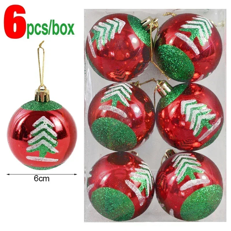 Bola Árvore de Natal Colorida Pintura 24 Peças de Enfeites de Bola de Natal, 6 cm Enfeites