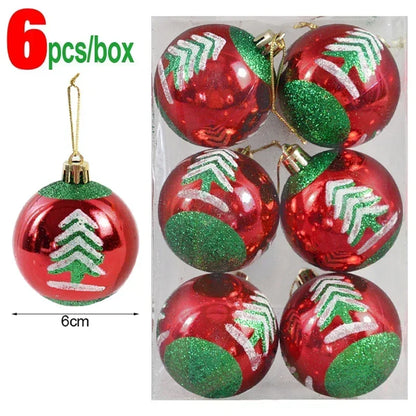 Bola Árvore de Natal Colorida Pintura 24 Peças de Enfeites de Bola de Natal, 6 cm Enfeites
