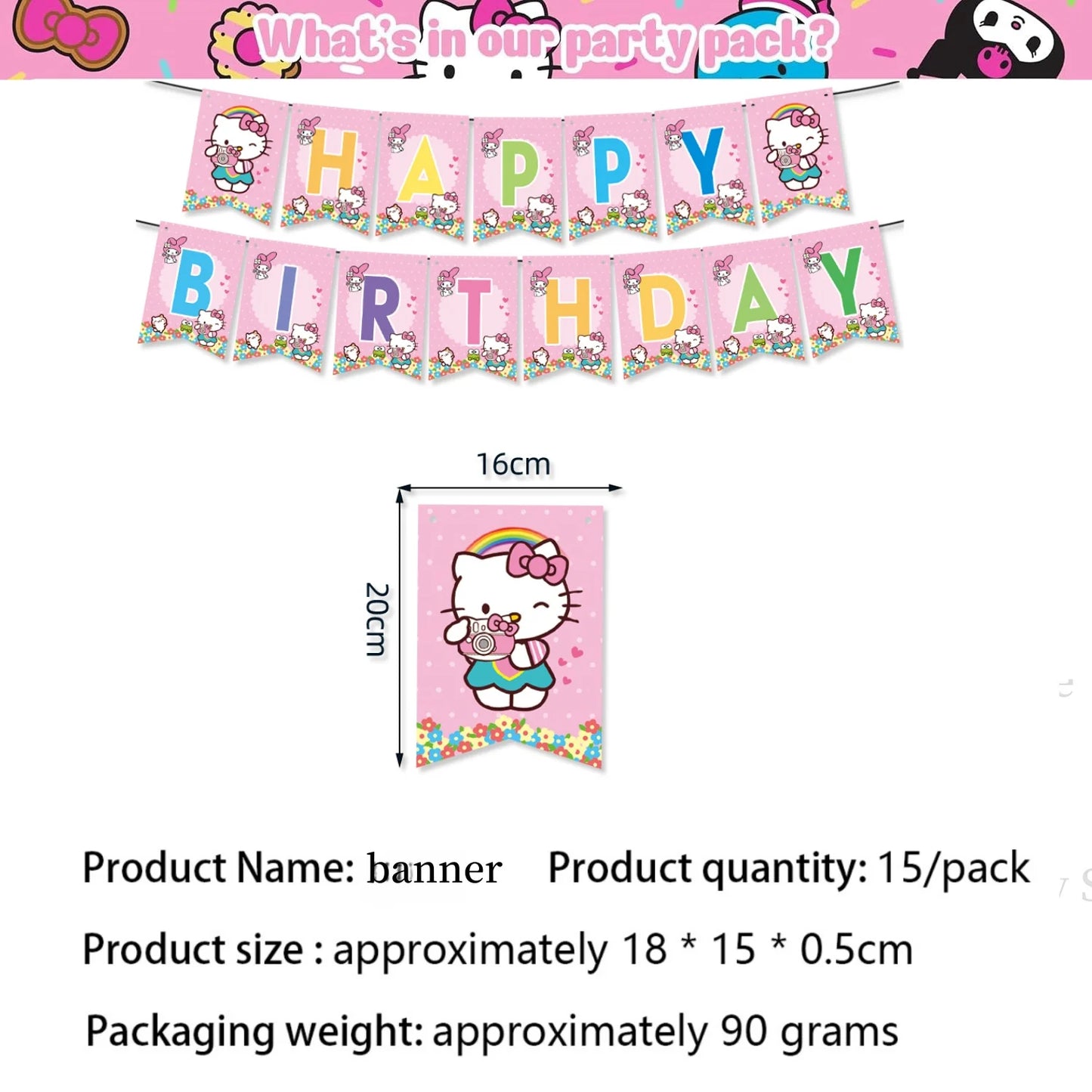 Kit de hello kitty para decoração de festa de aniversário de Kitt - 217 peças, incluindo top