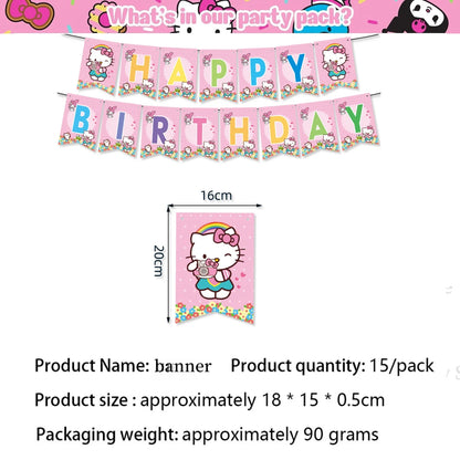 Kit de hello kitty para decoração de festa de aniversário de Kitt - 217 peças, incluindo top