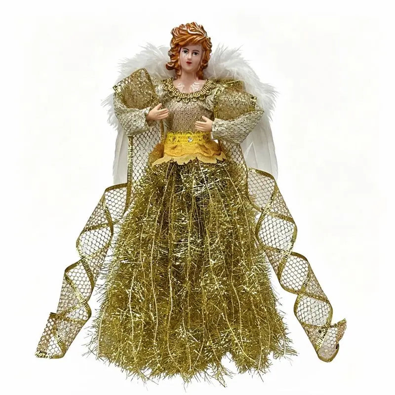 Anjos Natalinos Vestidos Brilhantes São Perfeitos Ponteira de Árvore de Natal 30cm*11.8 Pol./16cm*6.3 Pol.