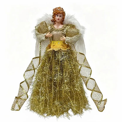 Anjos Natalinos Vestidos Brilhantes São Perfeitos Ponteira de Árvore de Natal 30cm*11.8 Pol./16cm*6.3 Pol.