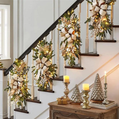 Guirlanda de Natal Decoração Azul e Branco Componente com Guirlanda Dupla de Pinha