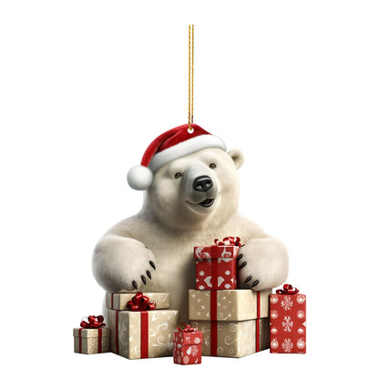 Nature Vibe 12,6 polegadas Sisal urso polar mãe e bebê decorações de Natal