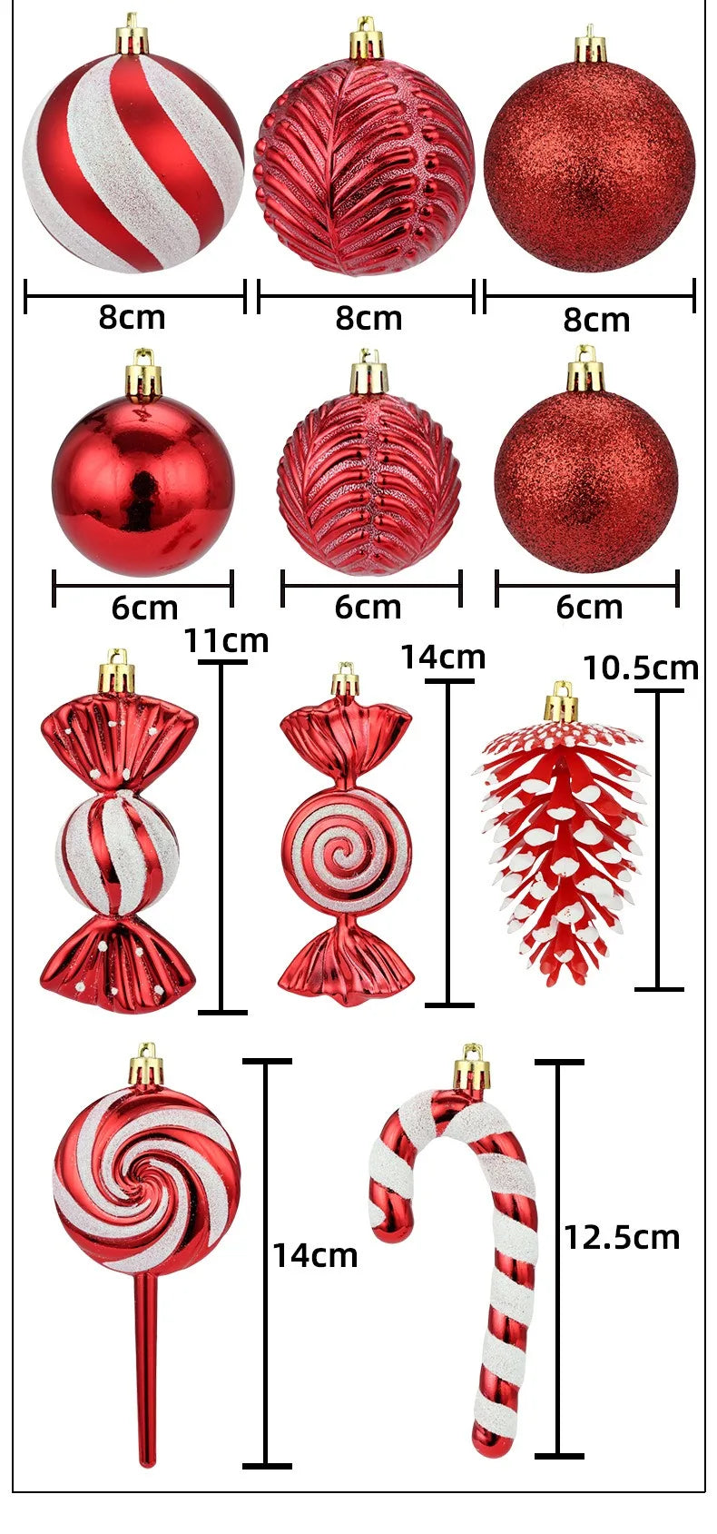 Bola de natal 36 peças enfeites de bola de Natal em formato especial, decoração de festa