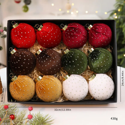 Bola de Natal de veludo bolas de enfeites de Natal de veludo de 8 cm para o Natal, 12 peças