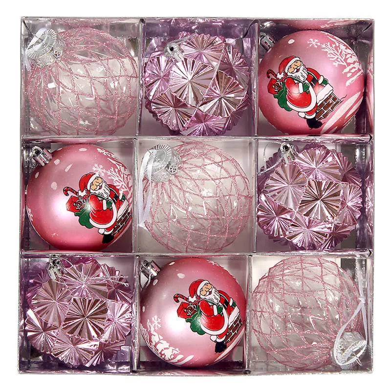 Bola de Natal 9 Peças Enfeites de Natal 3" Enfeites de Bola Natal Inquebrável Transparente