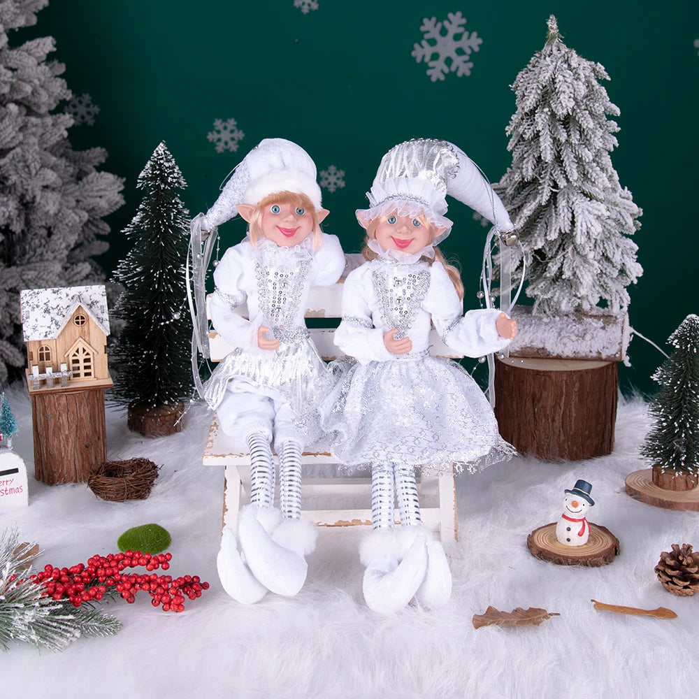 Conjunto de 2 elfos de Natal de 66 cm, adorável elfos vermelhos e verdes para pendurar