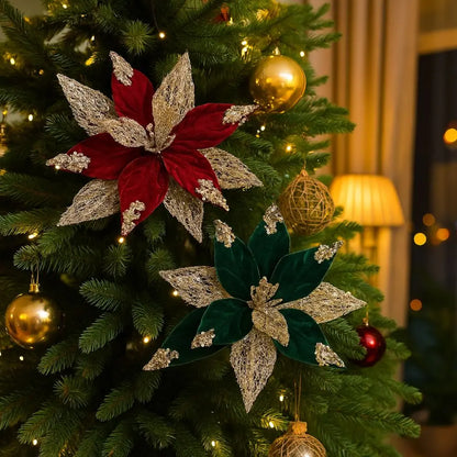 Florais artificiais veludo 1 polinésia de Natal, decoração florais artificiais de Natal, enfeites