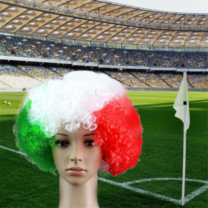 Peruca Copa do Mundo para torcedores de futebol, inspirada na Copa do Mundo, Peruca