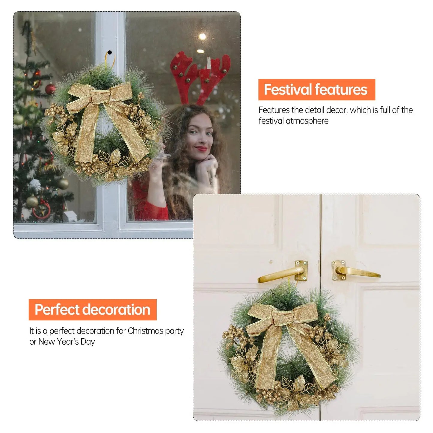 Belas Guirlanda de vime guirlanda natal para porta ano totalmente artesanal celebração