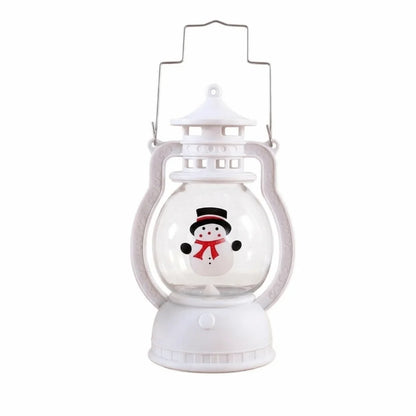 Lanterna Decorativa de Natal Vermelha Estilo Lamparina, com a Figura do Papai Noel no Interior e Iluminação LED