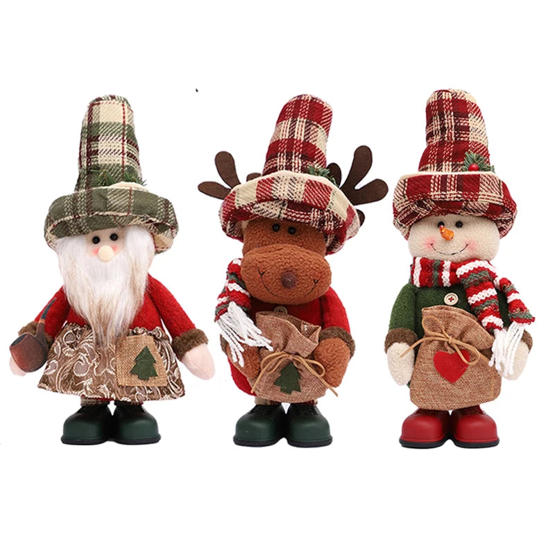 Kit boneco Papai Noel Boneco de Neve Rena Natal Boneco de Natal em pé - boneca retrátil